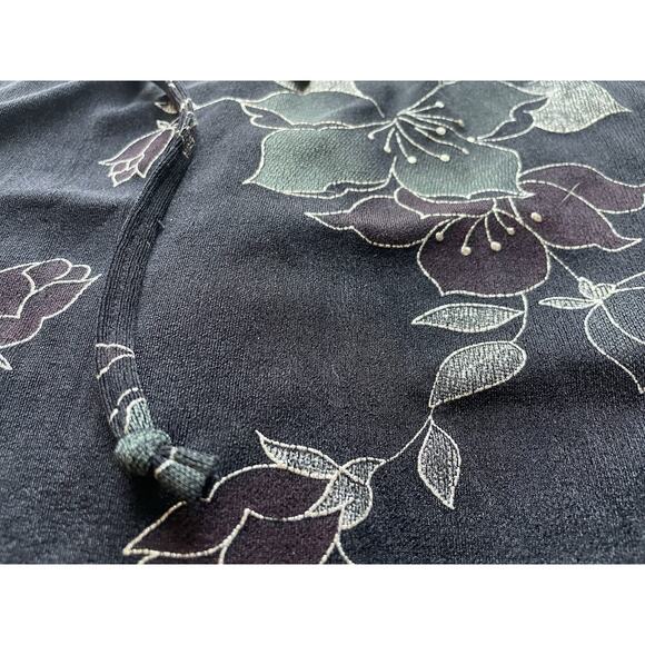 Vintage Social Circles Elastane Form Fitting Black & Floral Dress Sz 10P/M - Picture 5 of 16